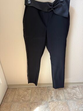 INC International Concepts Black Satin-Trim Skinny Pants